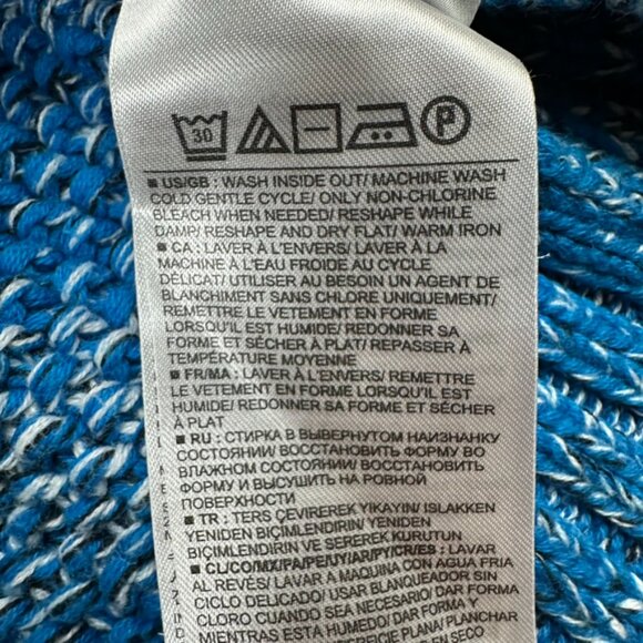 Gap Chunky Knit Pullover Sweater Womens S Preppy Fisherman Thick Marled Blue - Picture 13 of 13